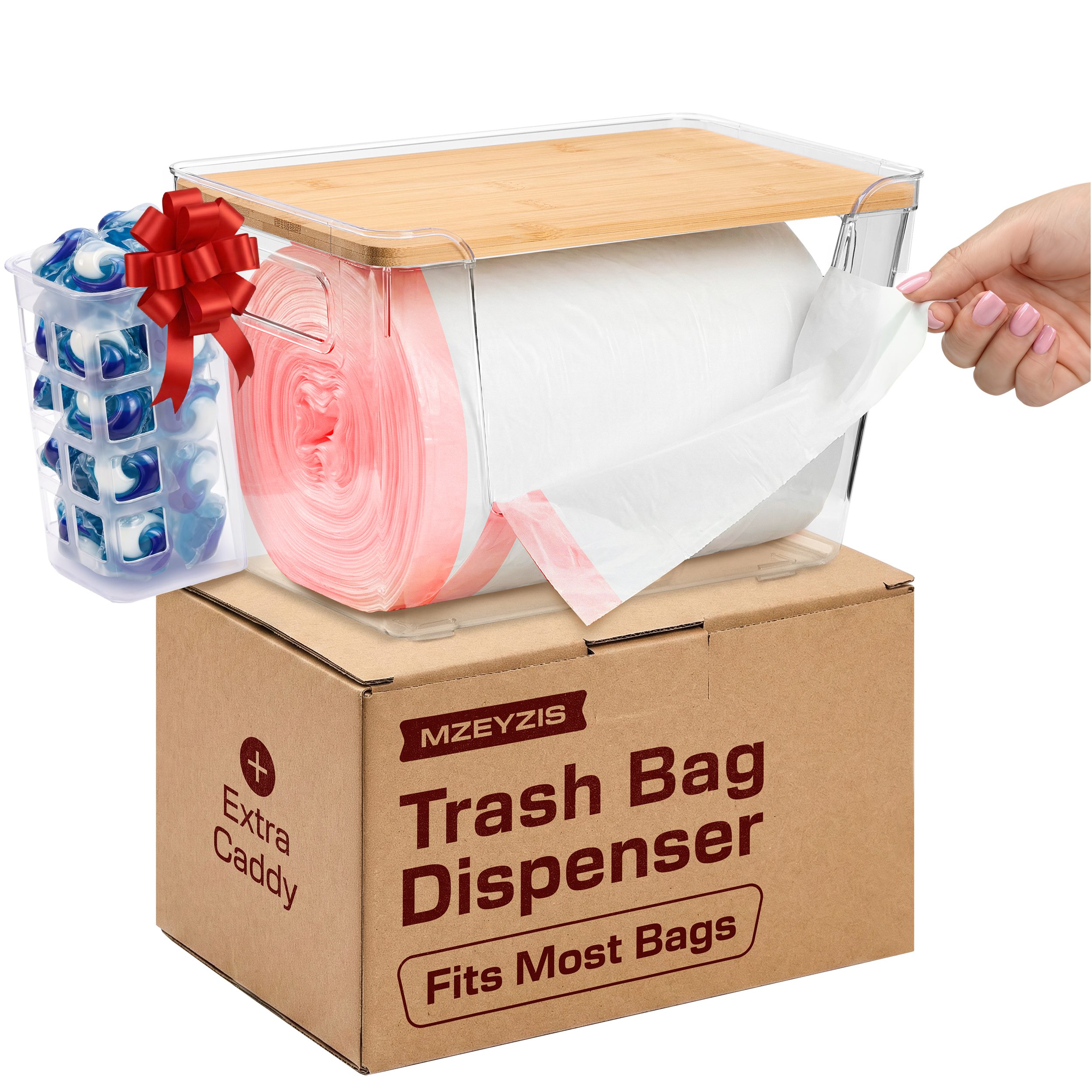 Single pack trash bag dispenser roll holder